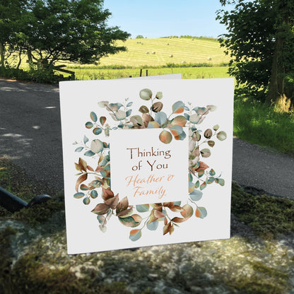 Personalised Thinking Of You Card (Foliage) - Brown