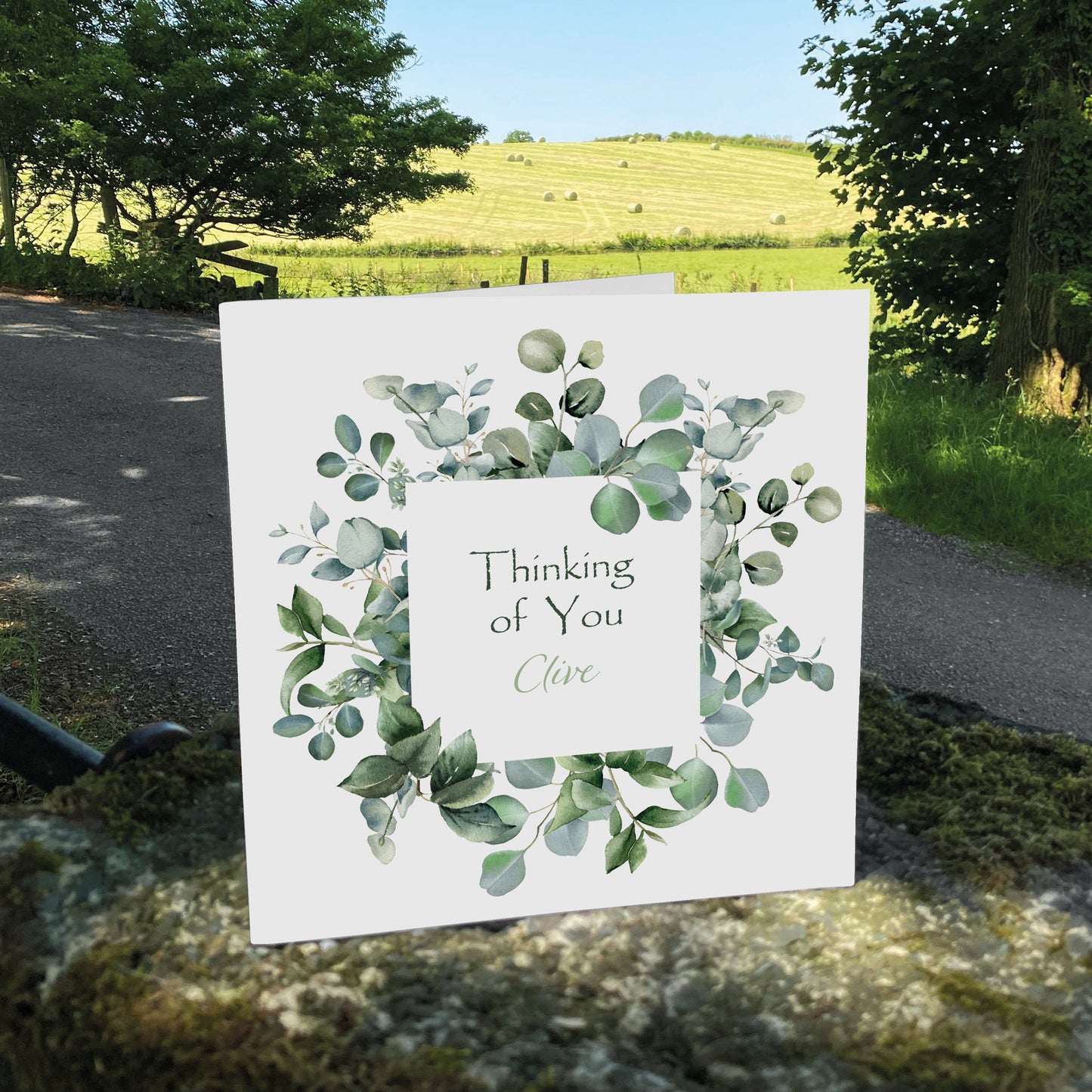Personalised Thinking Of You Card (Foliage) - Eucalyptus