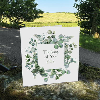 Personalised Thinking Of You Card (Foliage) - Eucalyptus