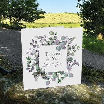 Personalised Thinking Of You Card (Foliage) - Lavender