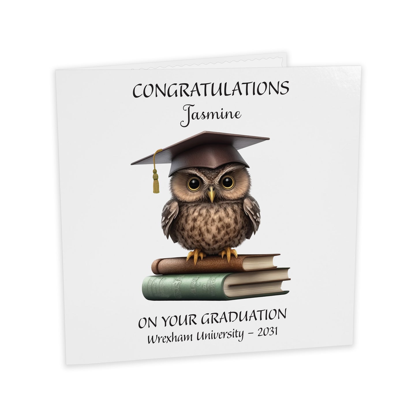 Personalised Graduation Card (Owl) - Gold Tassel