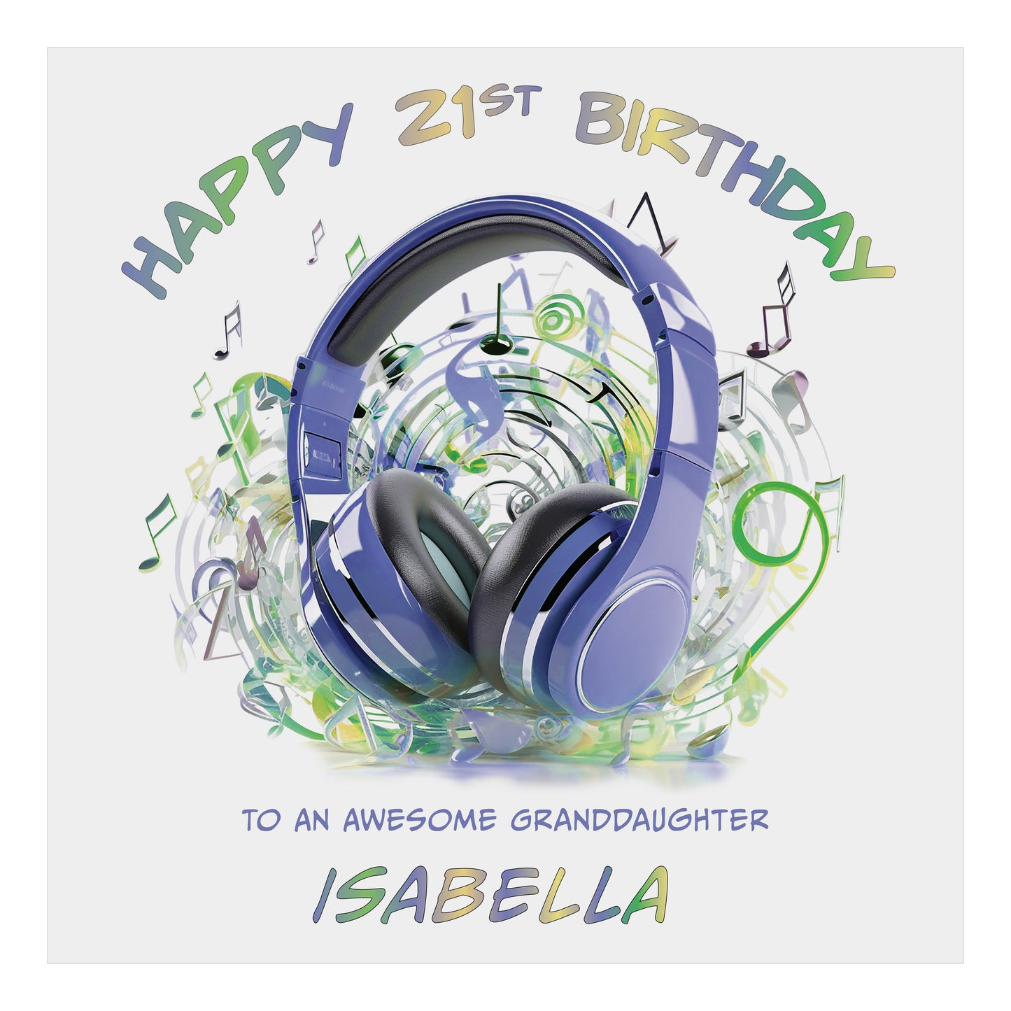 Personalised Birthday Card (Headphones) - Purple