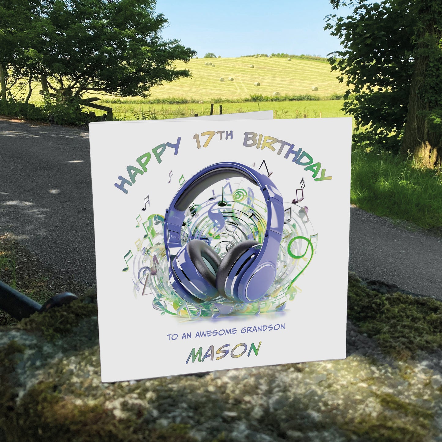 Personalised Birthday Card (Headphones) - Purple
