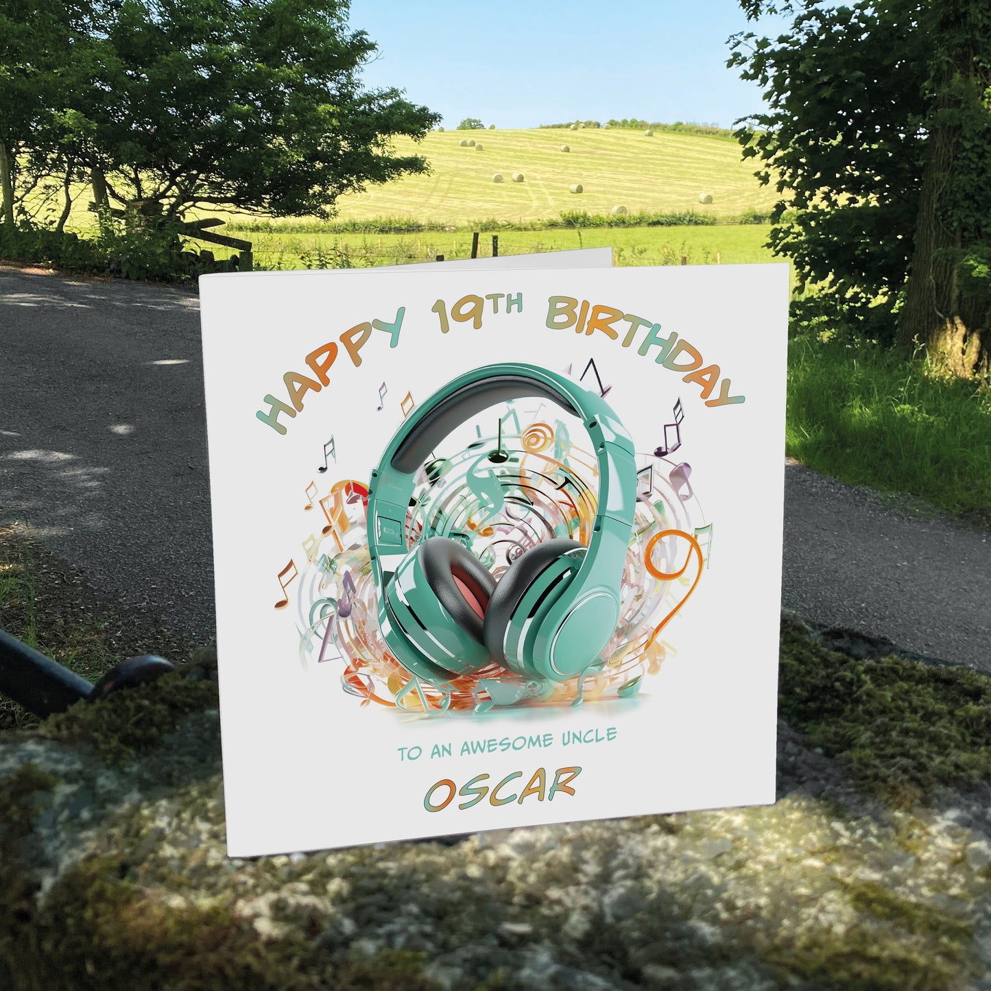 Personalised Birthday Card (Headphones) - Turquoise