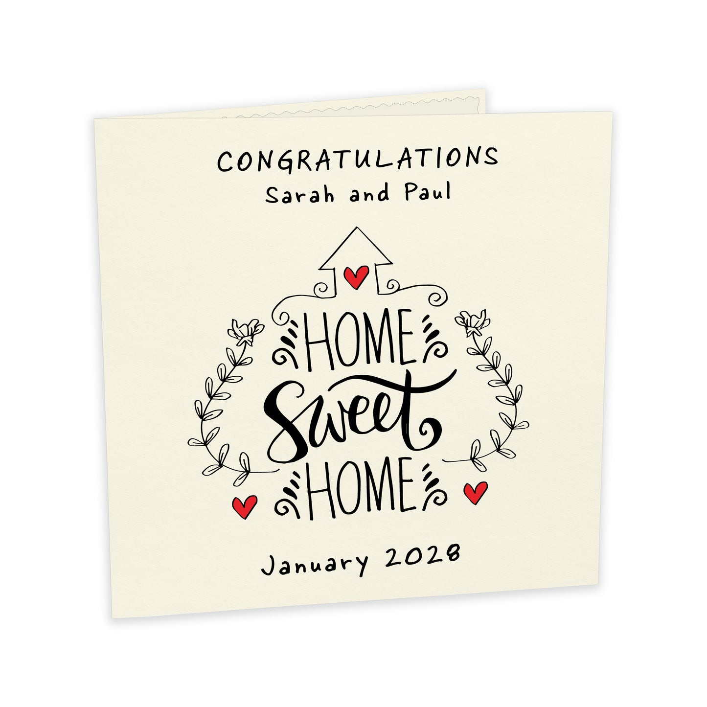 Personalised New Home Card (Home Sweet Home) - Ivory