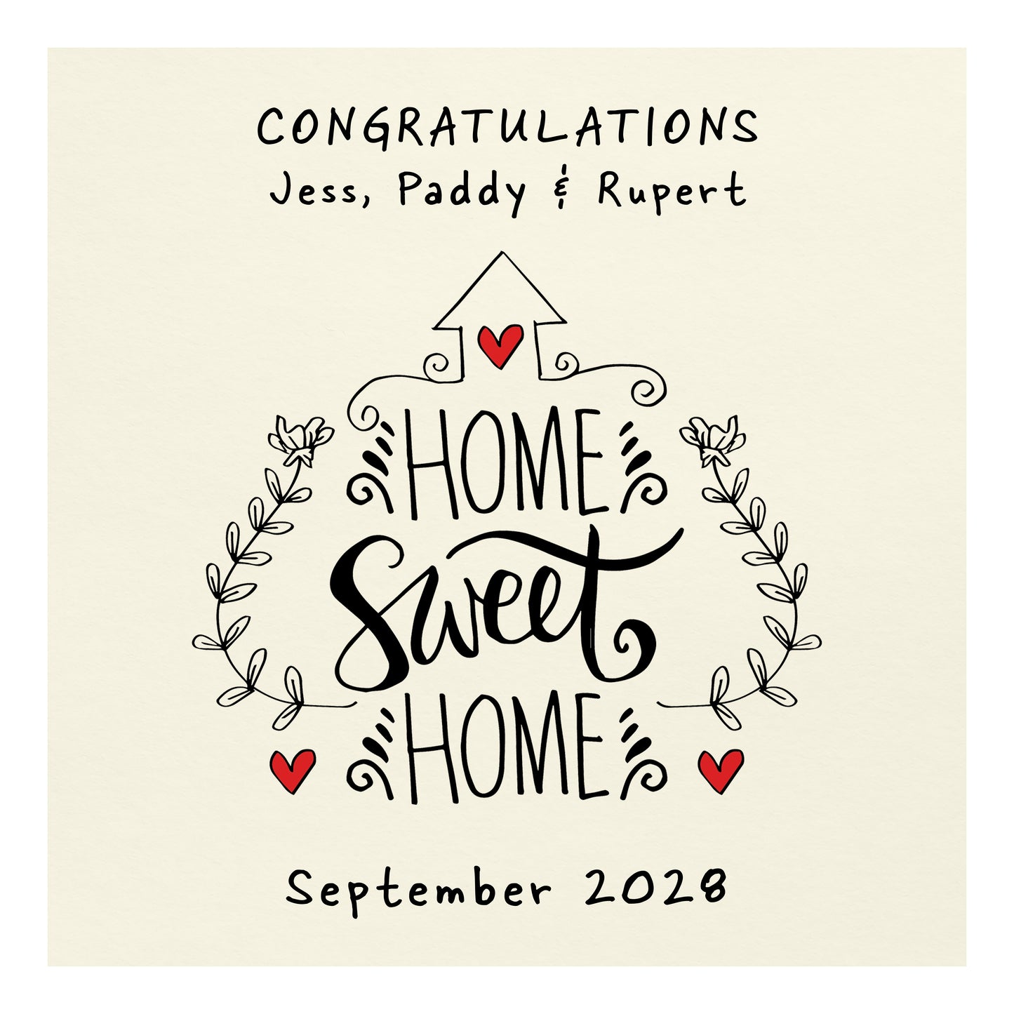 Personalised New Home Card (Home Sweet Home) - Ivory