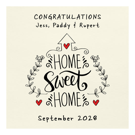Personalised New Home Card (Home Sweet Home) - Ivory