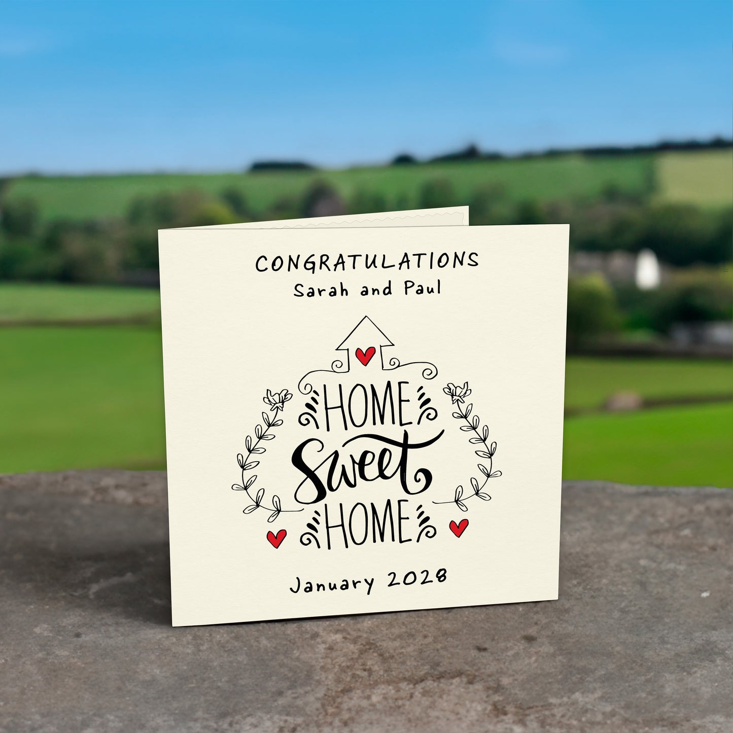 Personalised New Home Card (Home Sweet Home) - Ivory