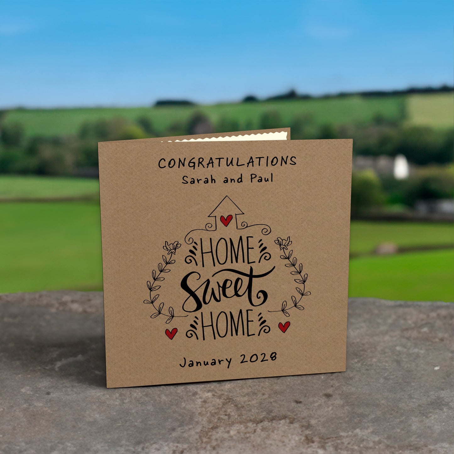 Personalised New Home Card (Home Sweet Home) - Kraft