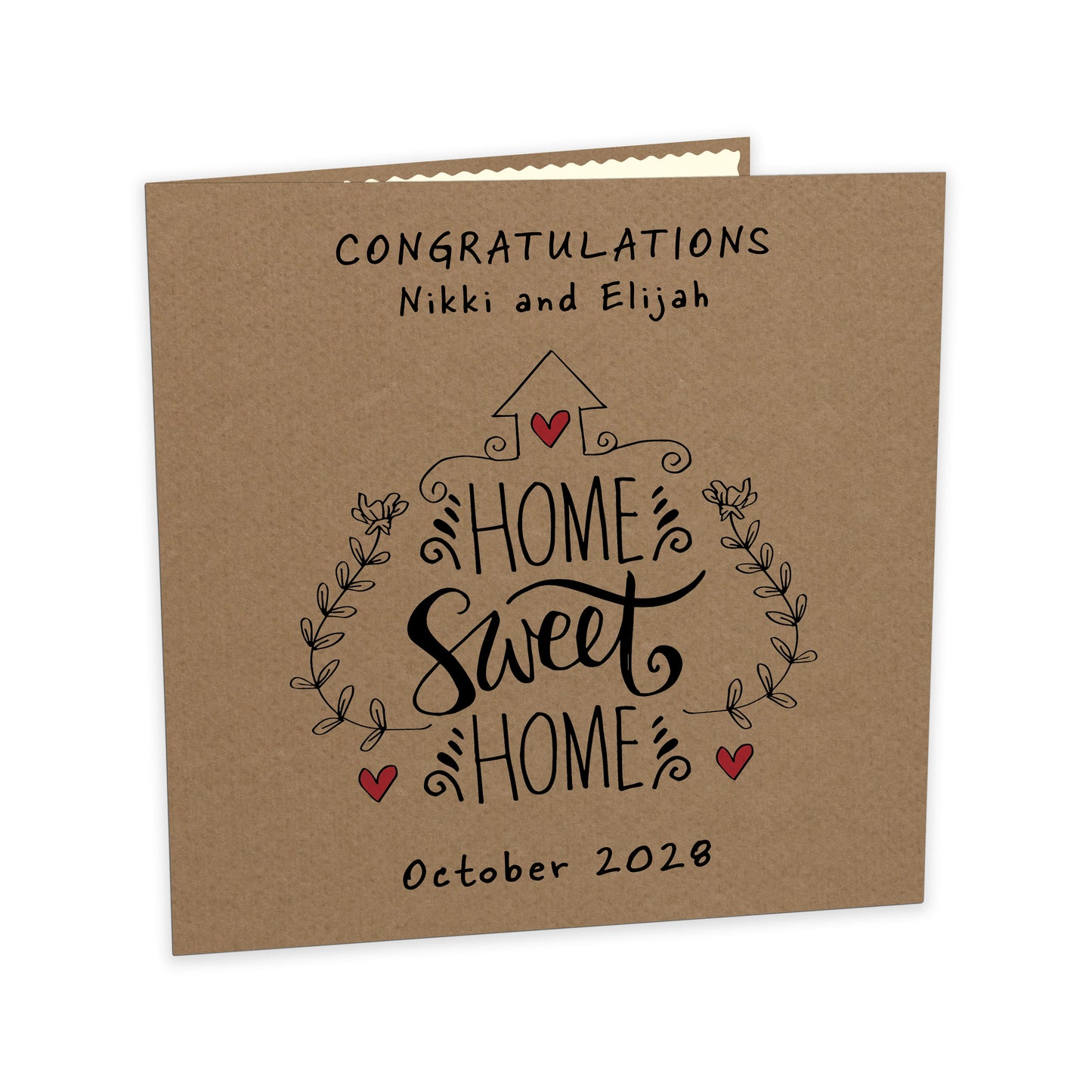 Personalised New Home Card (Home Sweet Home) - Kraft