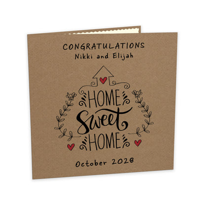 Personalised New Home Card (Home Sweet Home) - Kraft