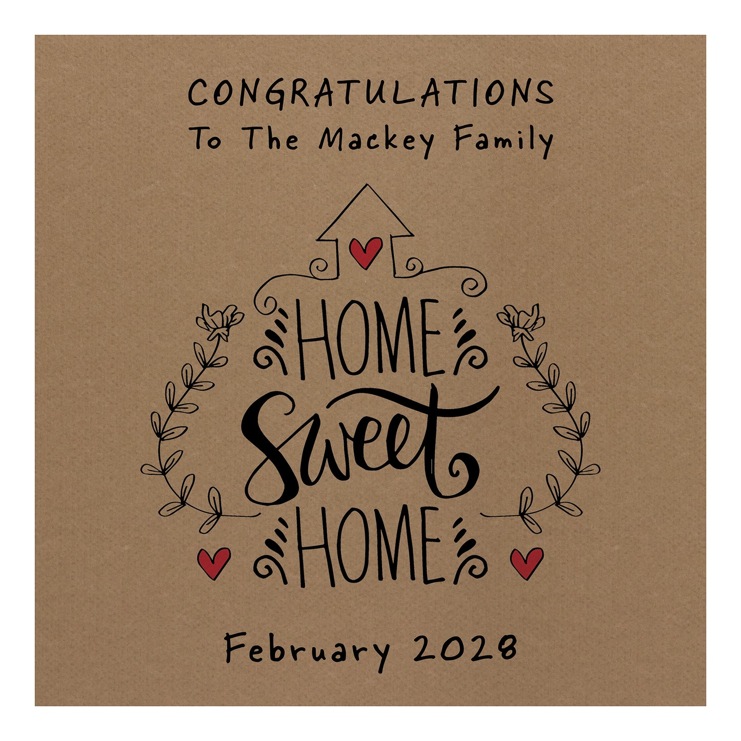 Personalised New Home Card (Kraft Home Sweet Home)