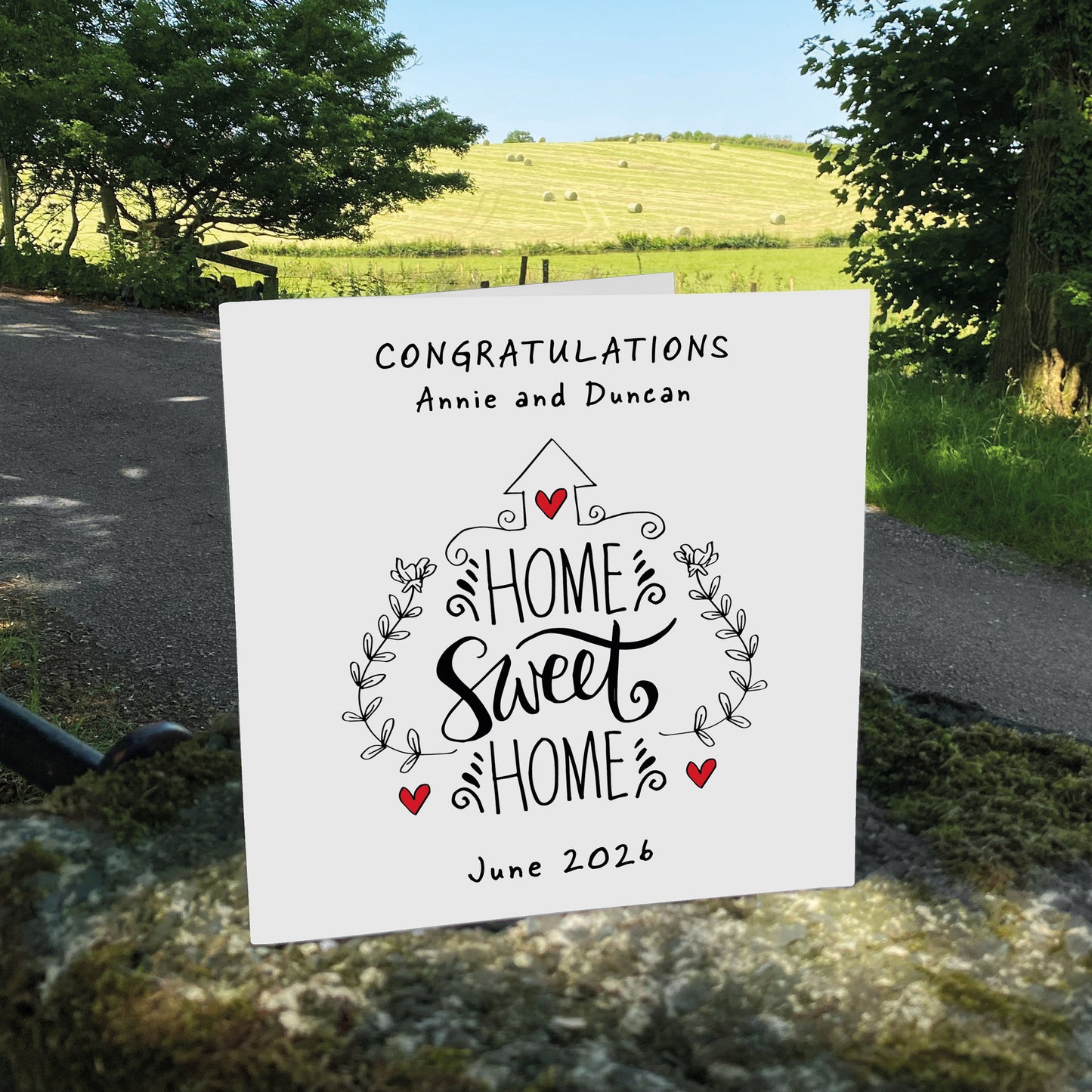 Personalised New Home Card (Home Sweet Home) - White