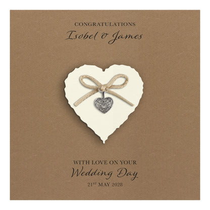 Personalised Wedding Day Card (Kraft/Ivory Heart)