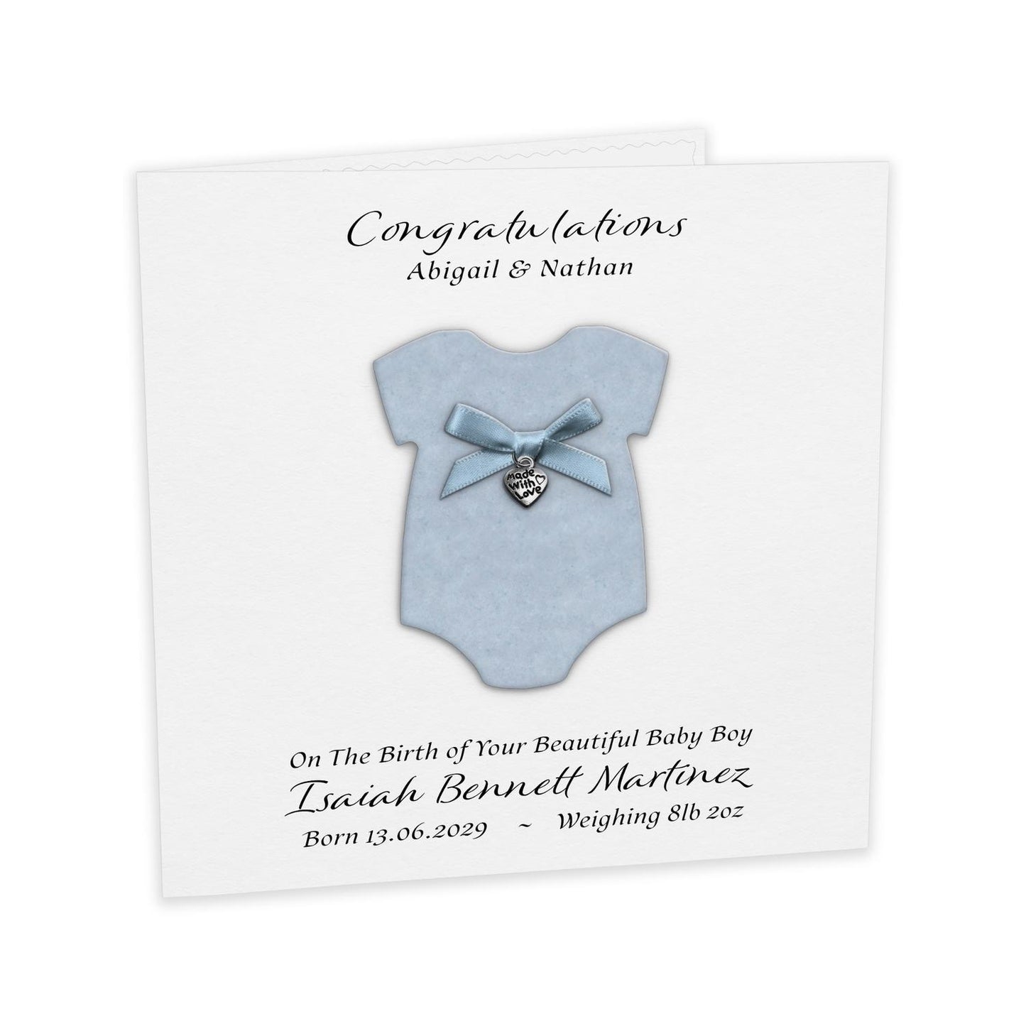 Personalised New Baby Card (Blue Grow)
