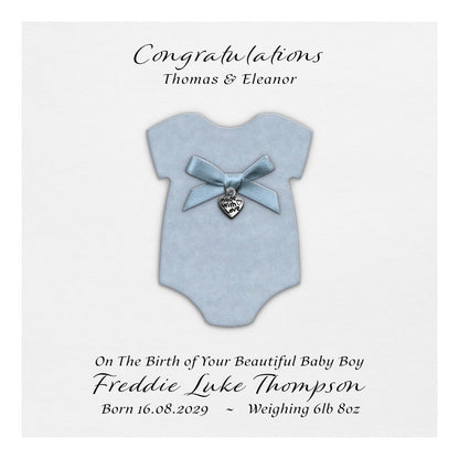 Personalised New Baby Card (Blue Grow)