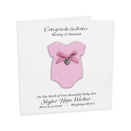 Personalised New Baby Card (Pink Grow)