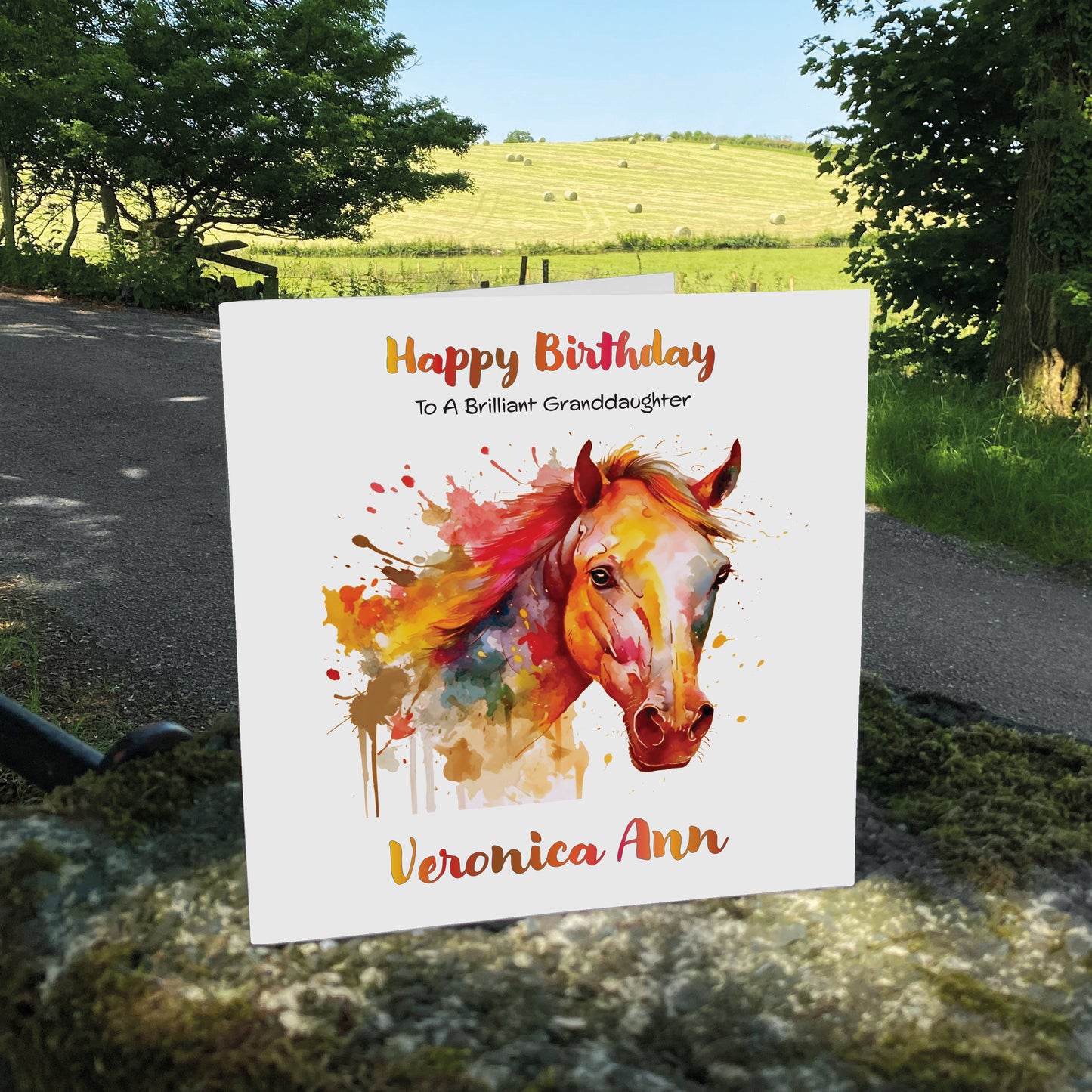 Personalised Birthday Card (Watercolour Horse) - Ruby Shoes