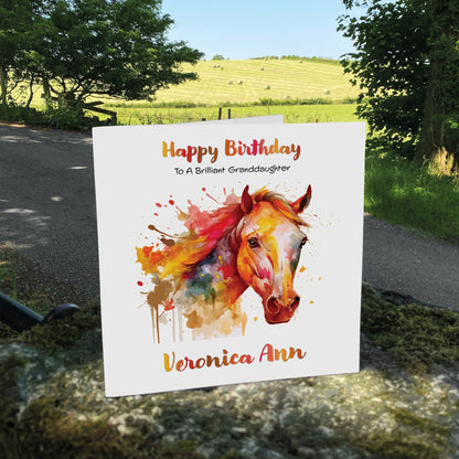 Personalised Birthday Card (Watercolour Horse) - Ruby Shoes