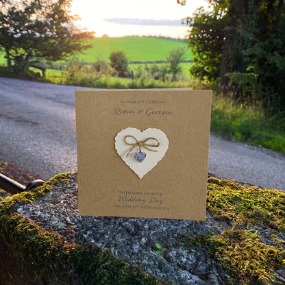 Personalised Wedding Day Card (Kraft/Ivory Heart)