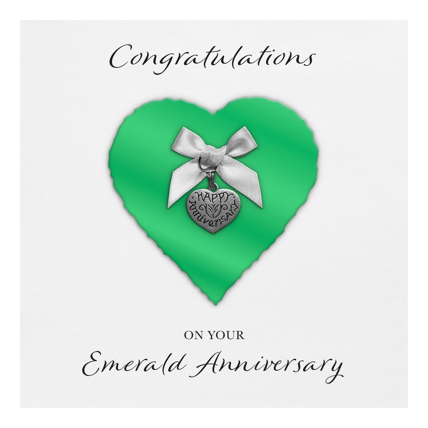 Anniversary Card "Heart Charm & Bow" (White Cardstock)