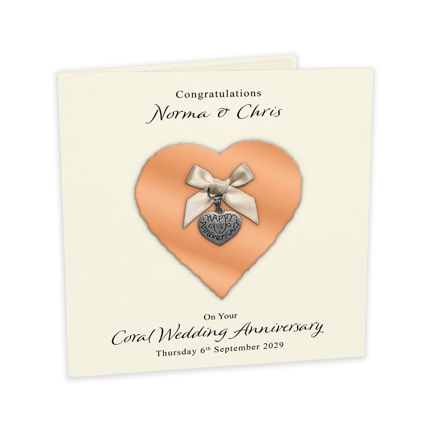 Personalised Anniversary Card (Coral 35th)