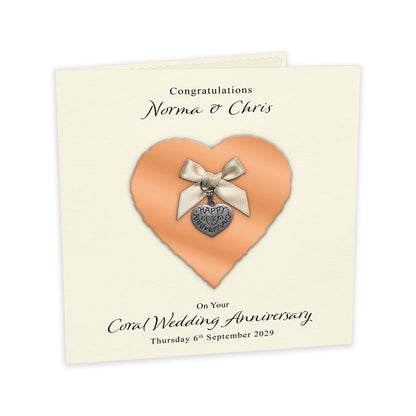 Personalised Anniversary Card (Coral 35th)