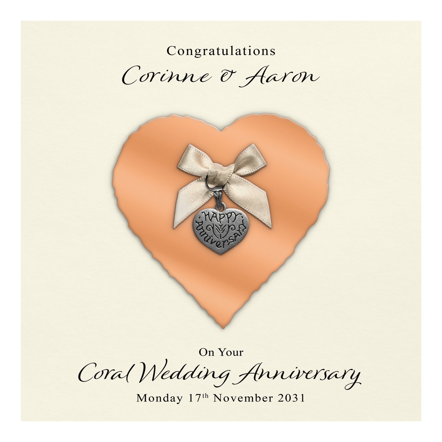 Personalised Anniversary Card (Coral 35th)