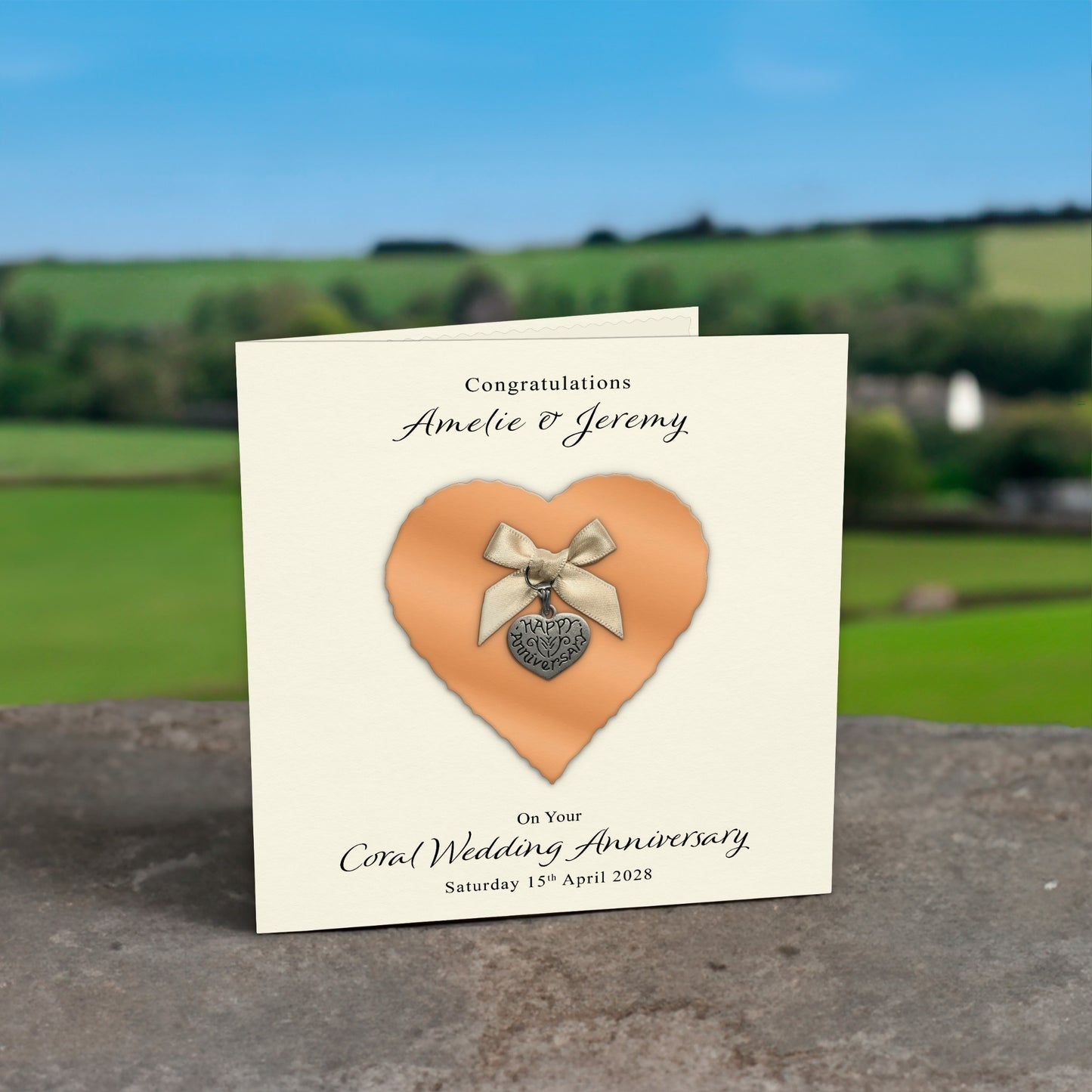 Personalised Anniversary Card (Coral 35th)