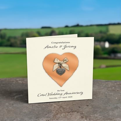 Personalised Anniversary Card (Coral 35th)