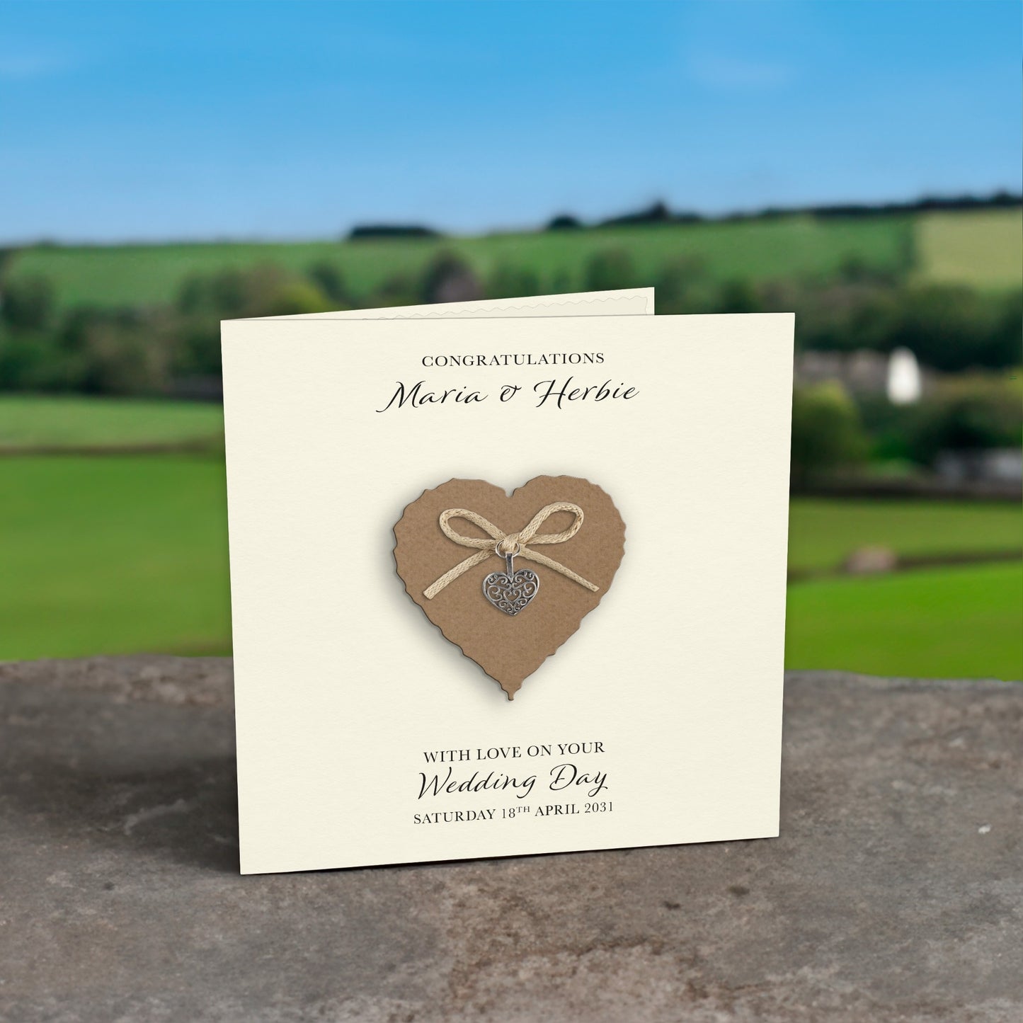 Personalised Wedding Day Card (Ivory/Kraft Heart)