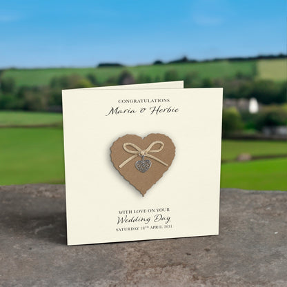 Personalised Wedding Day Card (Ivory/Kraft Heart)