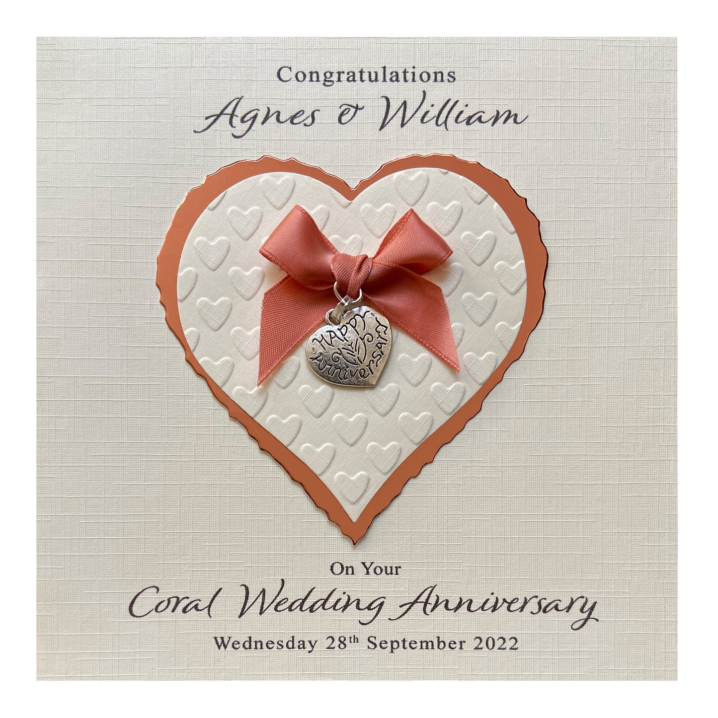 Personalised Anniversary Card (Coral 35th)