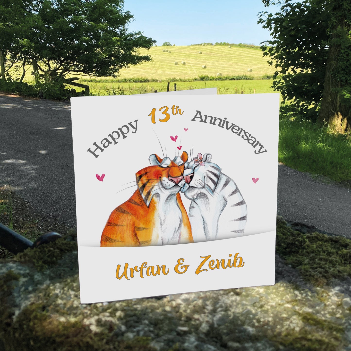 Personalised Anniversary Card (Cuddle Tigers)