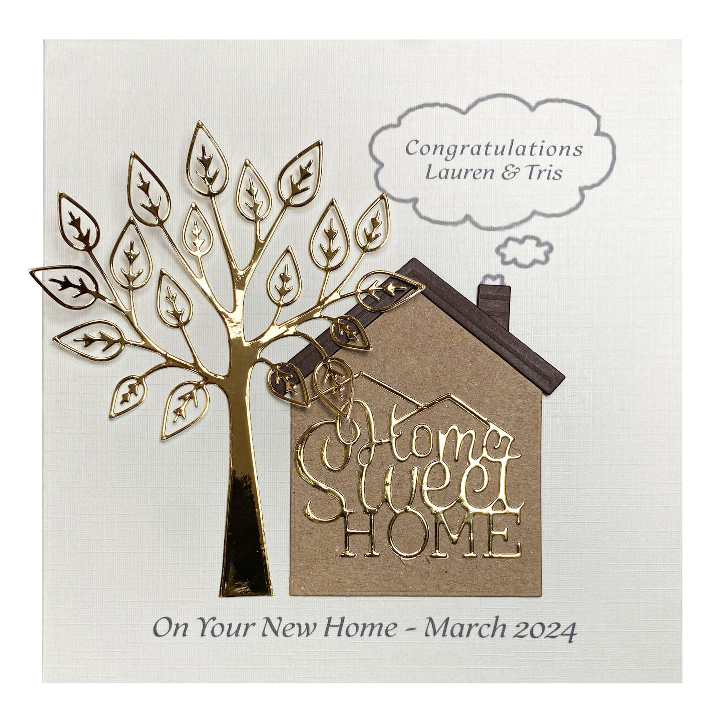 Personalised New Home Card (Gold Tree)