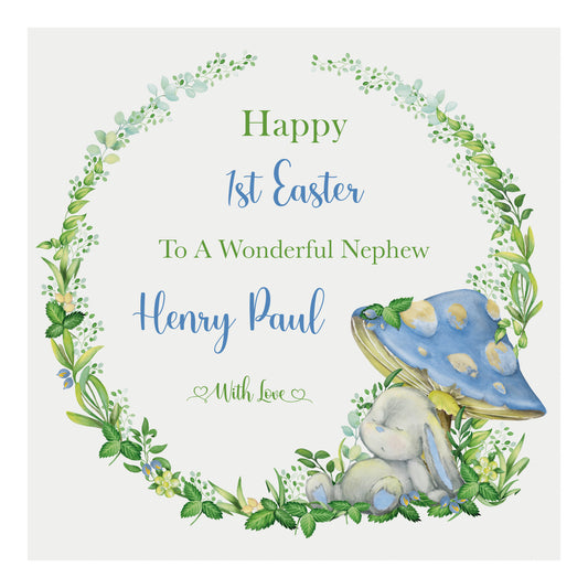 Personalised Easter Card (Mushroom Bunny)