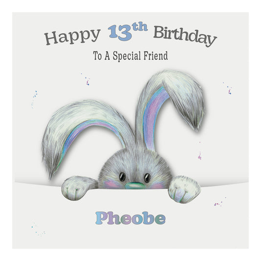 Personalised Birthday Card (Peeping Bunny)