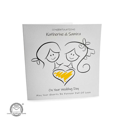 Personalised Wedding Day Card Women (Heart People)