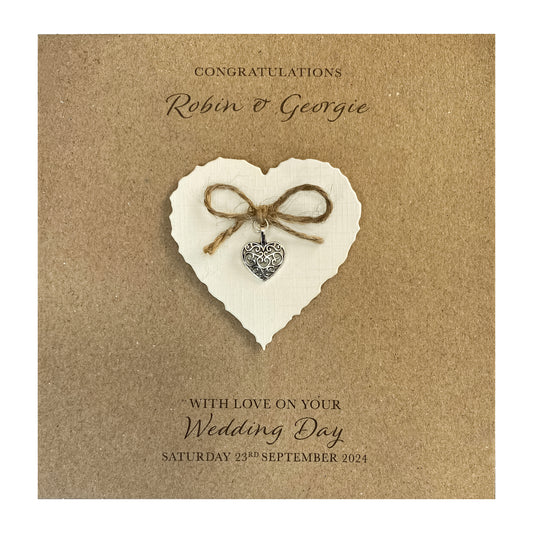 Personalised Wedding Day Card (Kraft/Ivory Heart)