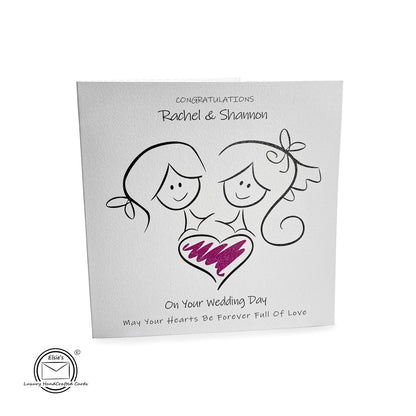 Personalised Wedding Day Card Women (Heart People)